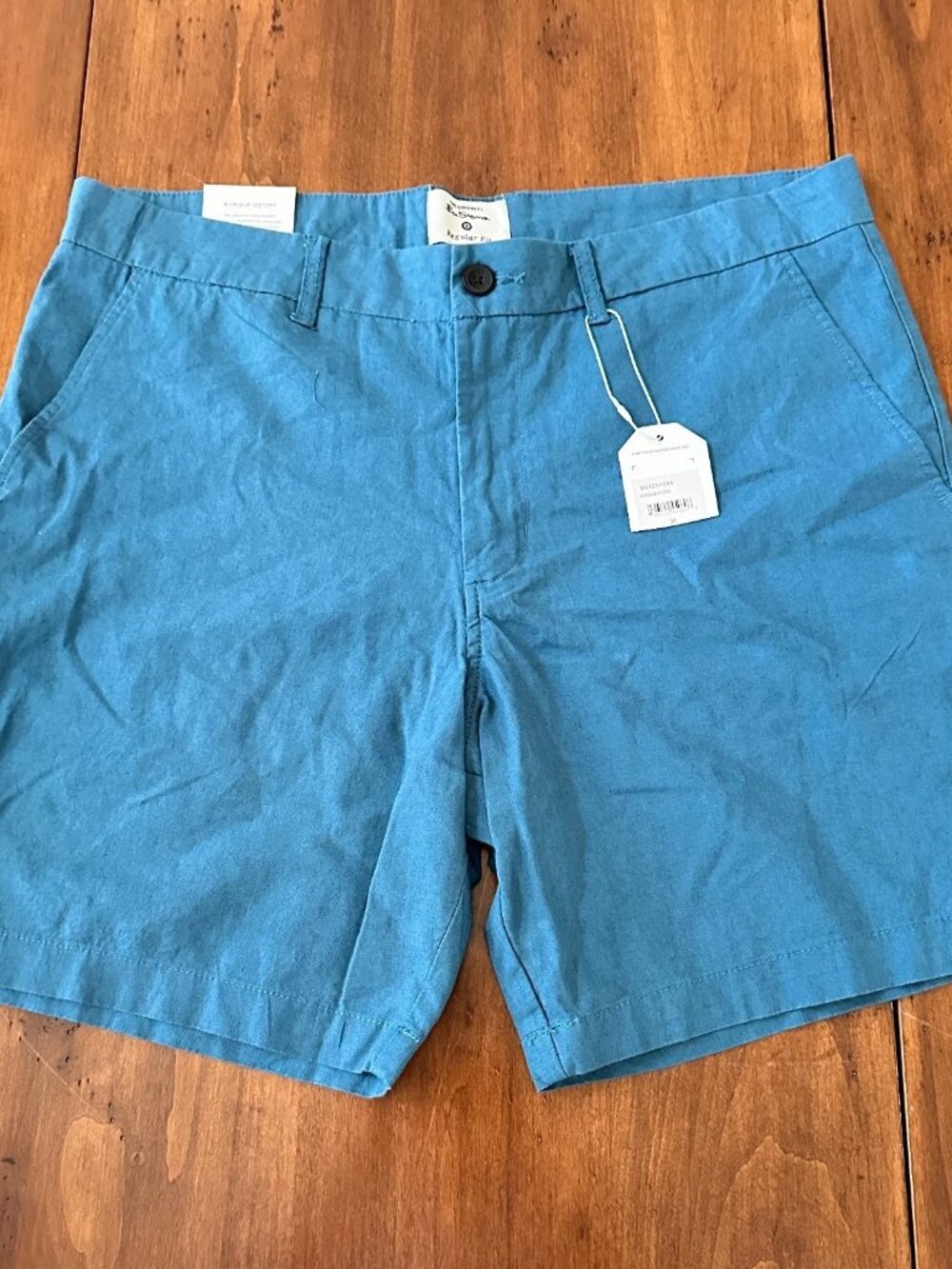 NWT Ben Sherman Regular Fit Shorts Mens 36 Blue Linen Cotton Chino Golf Casual